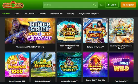 Screenshot of the Casino Classic casino games page
