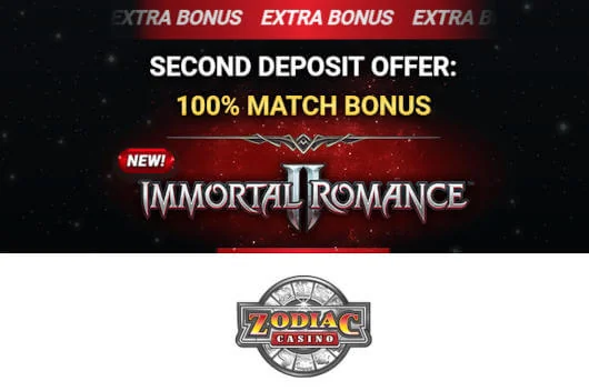 Screenshot of the Zodiac Casino bonus page